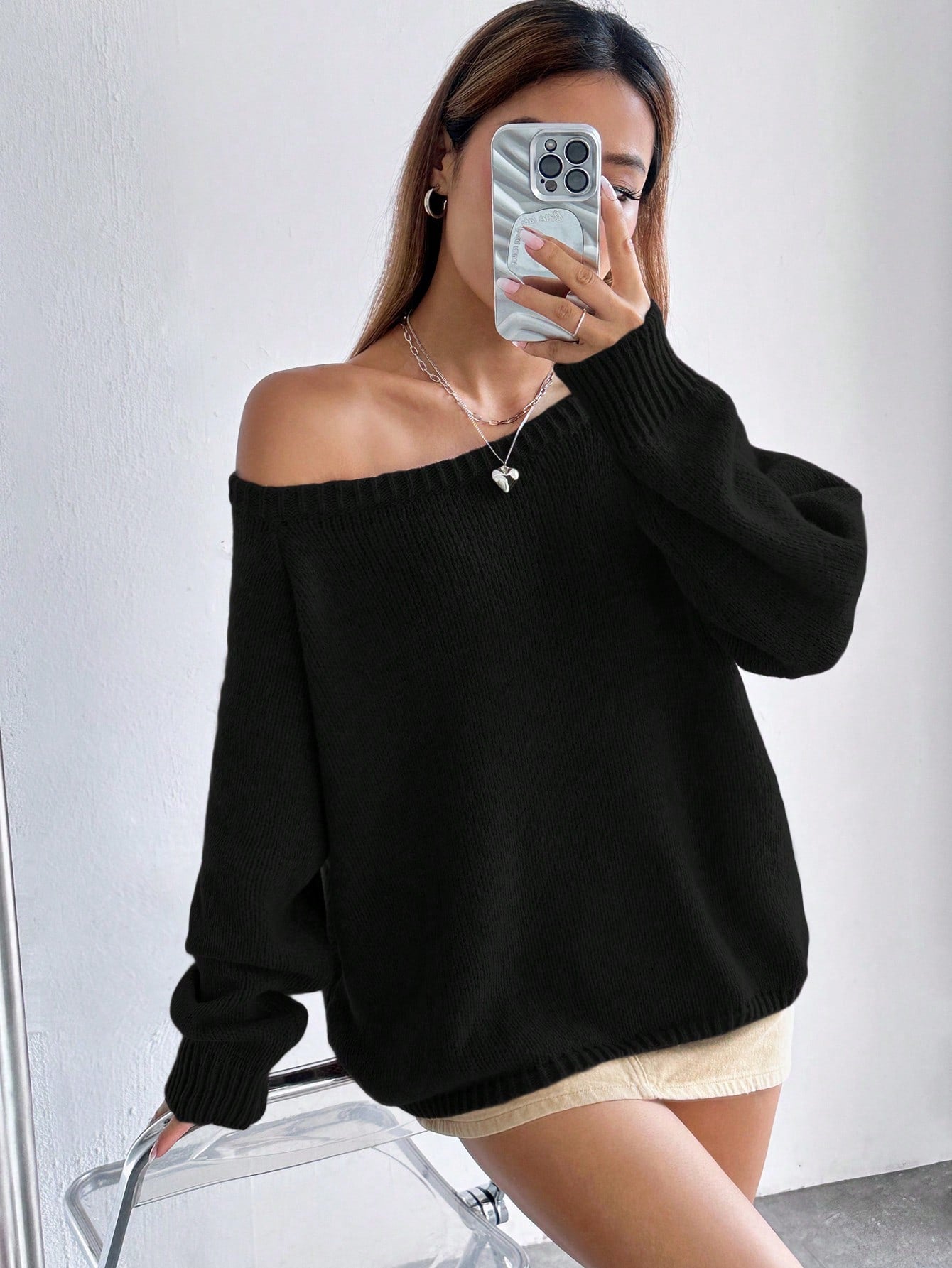 Fall clothing: Women's Asymmetric Collar Sweater for Autumn/Winter