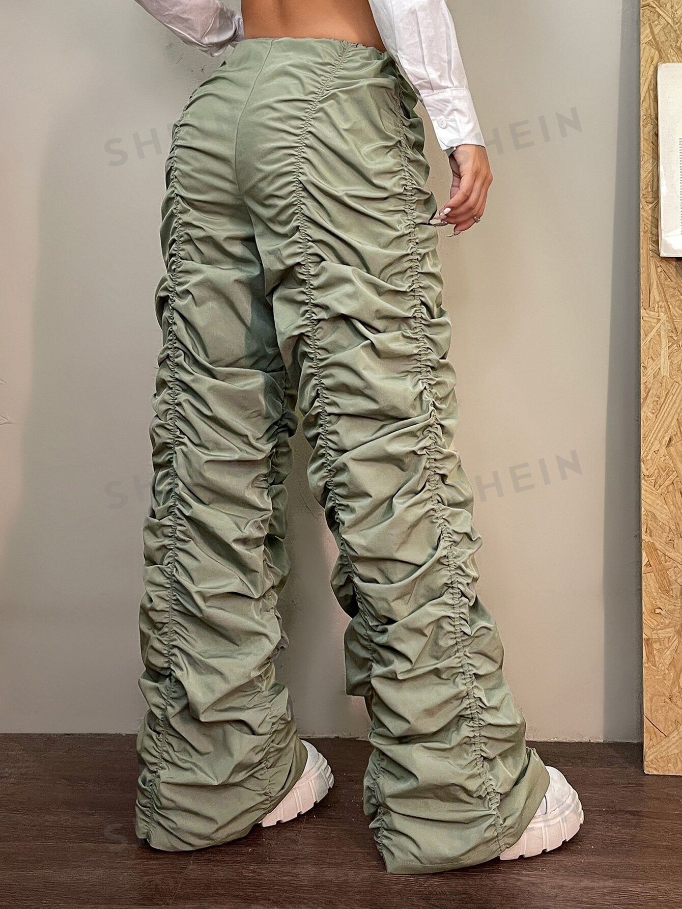 Drawstring Waist Parachute Pants