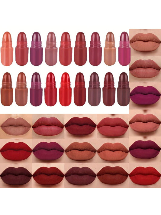 Ultimate Matte Lipstick Collection: 18pcs Mini Capsule Set - Highly Pigmented & Long-lasting