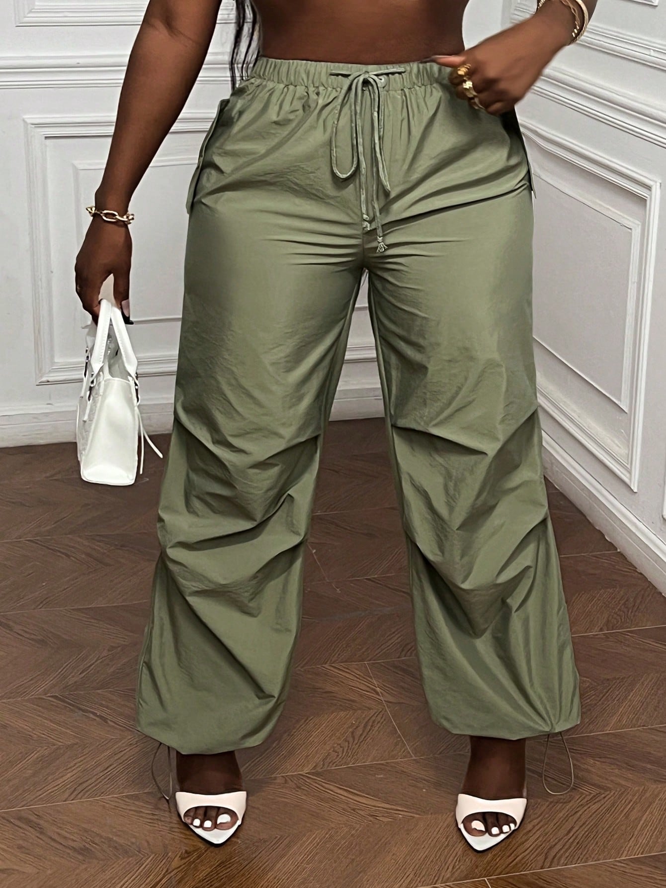 High-Waist Drawstring Loose Fit Cargo Pants