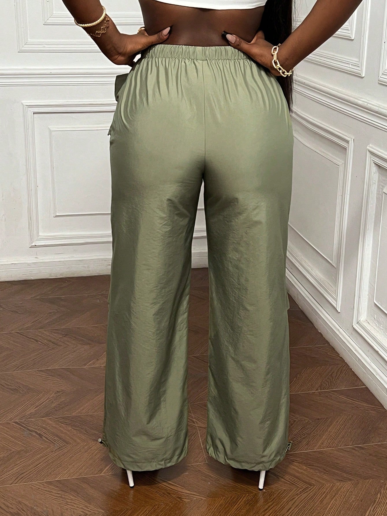 High-Waist Drawstring Loose Fit Cargo Pants