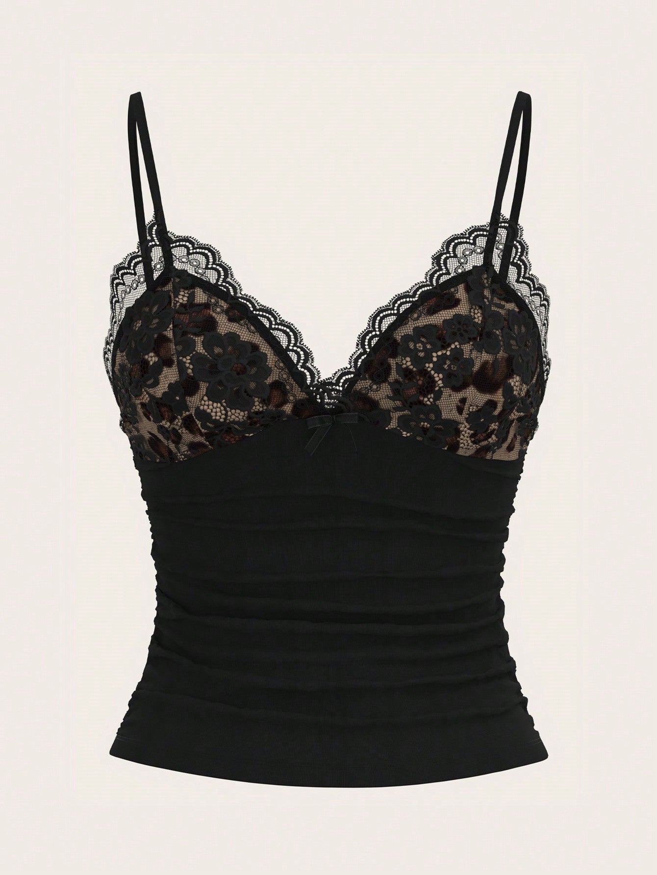 ICON Contrast Lace Ruched Y2k Cami Top