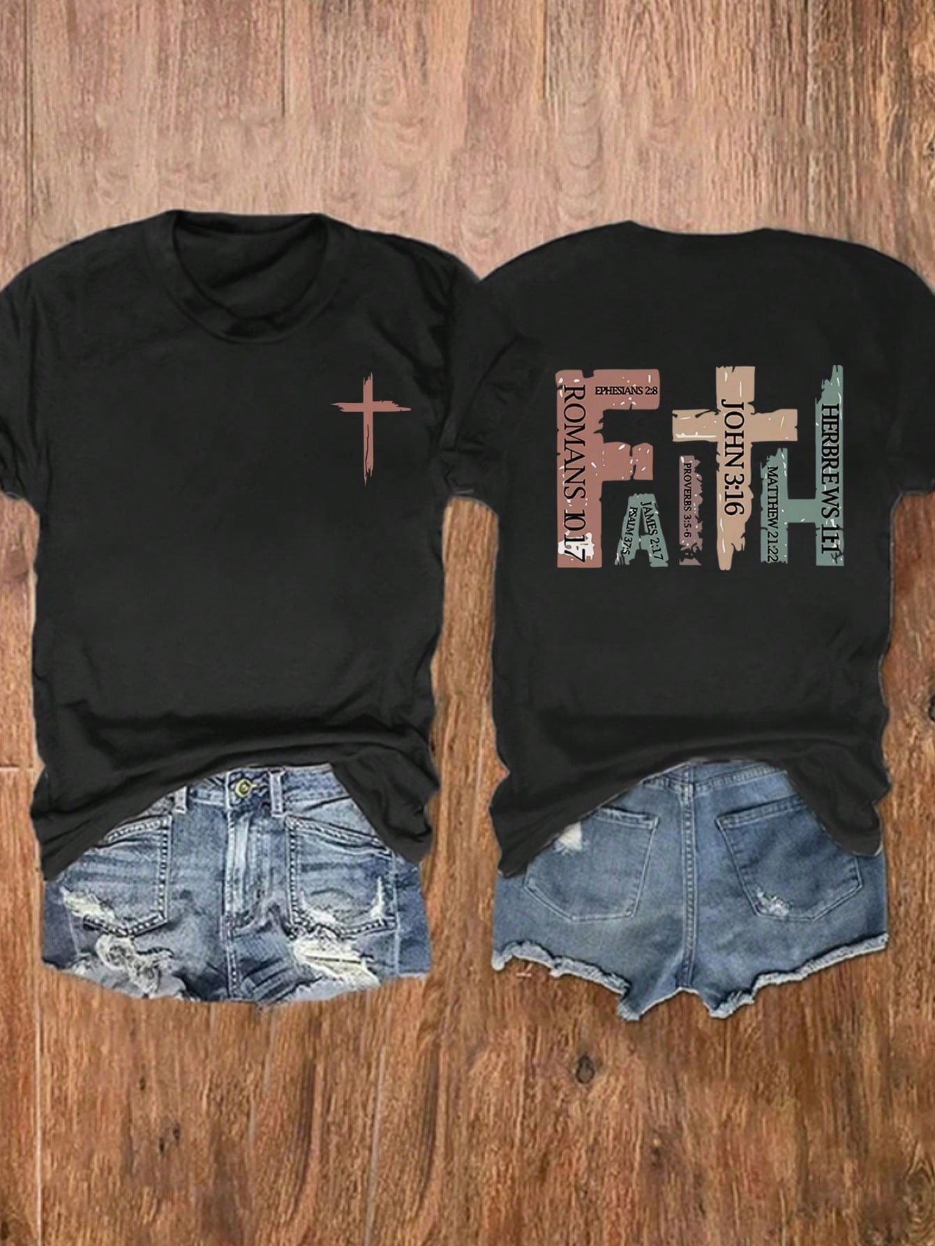 Vintage Christian Short Sleeve Shirt With Bible Verses