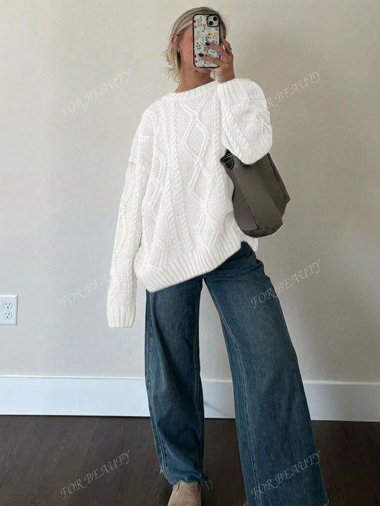 Cozy Chic: Women's Casual Knitted Pullover Sweater